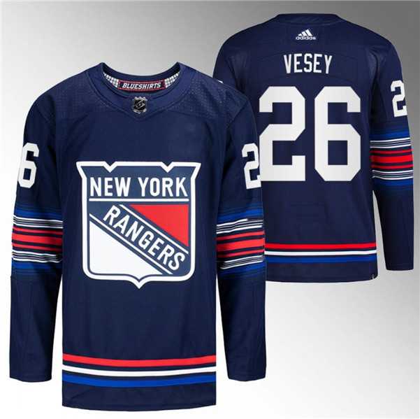 Mens New York Rangers #26 Jimmy Vesey Navy Stitched Jersey Dzhi